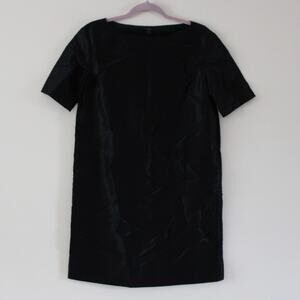 COS Short Sleeve Sheath Dress Triacetate Gauzey Shiny Black Sheen US 6
